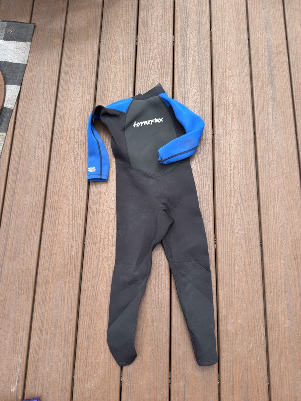Hyperflex Kids Black and Blue Long-Sleeve Swim Rash Guard Suit